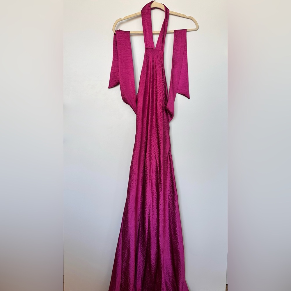 Halter Neck Silk Dress